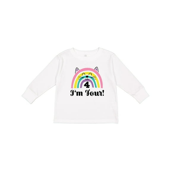 Inktastic 4th Birthday Rainbow 4 Year Old Girl Girls Long Sleeve Toddler T-Shirt