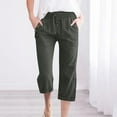 thumbnail image 2 of Mitankcoo Women's Cotton Linen Capris - Wide-Leg Loose Cropped Pants with Pockets for Summer, 2 of 5
