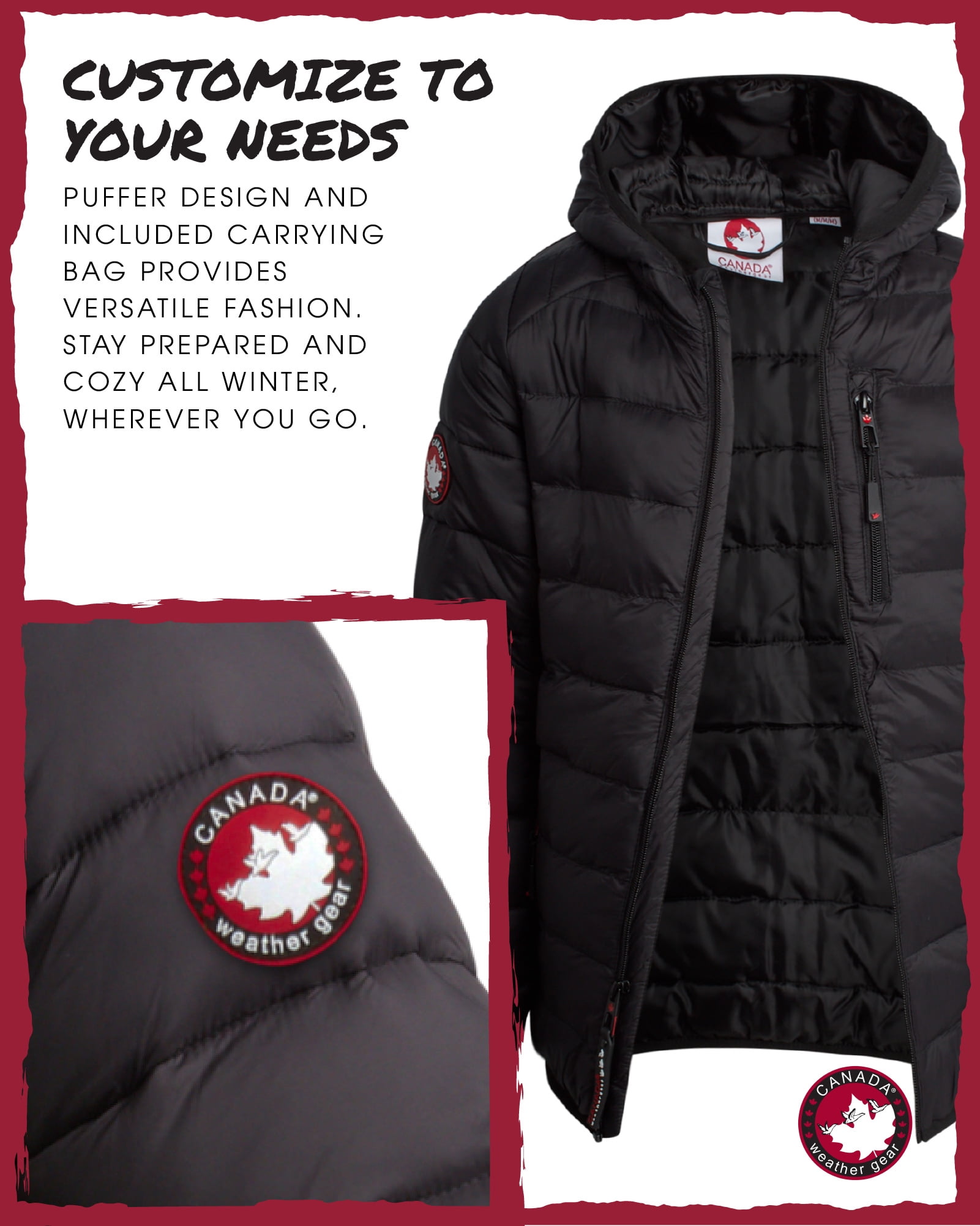 CANADA WEATHER GEAR Boys' Puffer Jacket - Lightweight Nylon Packable Winter Coat for Boys (8-20)