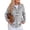 Gray, variant on Women Paisley Bandana Print Zip Up Collared Knit Cardigan, Long Sleeve Loose Fit Sweater Jacket with Front Pockets Red M