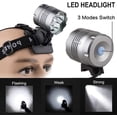 thumbnail image 5 of Luces para bicicleta, 6000 lúmenes, 5 LED, luz delantera impermeable para bicicleta de montaña con batería recargable de 6400 mAh, 3 modos de luz delantera, 5 of 5