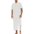 thumbnail image 1 of CAMISAS DE NOCHE INSPIRADORAS Camisones de manga corta para hombres con cuello de pie, pijama cómodo XL blanco, 1 of 5