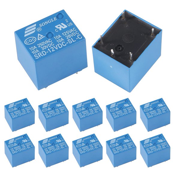 UMLIFE 12VDC 10A PCB Mount Normally Open 5pins Mini Power Relay for Arduino