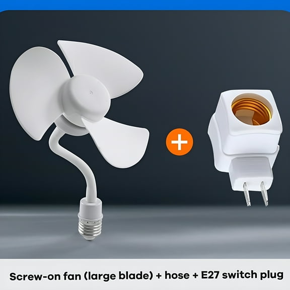HIBIBUD E27 Screw Mini Fan Small Whirlwind Socket Fan Light Portable Bathroom Kitchen Silent Ceiling Fan Strong Wind