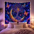 thumbnail image 2 of Crescent Moon With Butterflies and Galaxy Flowers, Dreamy Fantasy Style for Celestial Art Lovers, Galaxy Wall Art, Housewarming Gift, Tapestry Wall Hanging for Bedroom and Dorm, 2 of 7