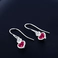 thumbnail image 3 of Gem Stone King 925 Sterling Silver Earrings Heart Shape Created Ruby and Moissanite (1.40 Cttw), 3 of 3