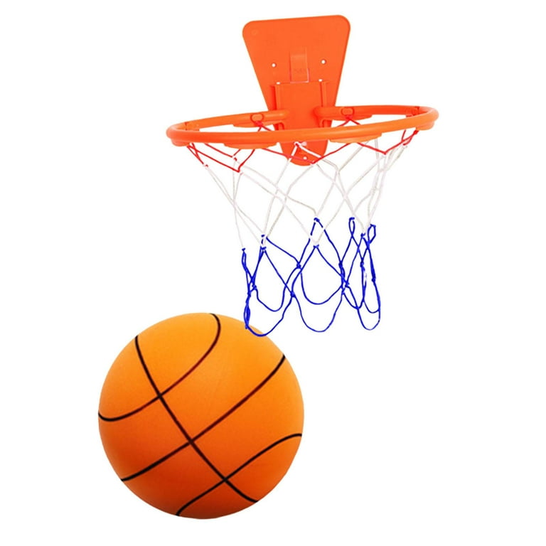 Baoblaze Silent Basketball with Hoop Easy to Grip Lightweight Silent Kids  Sports Ball Size 3
