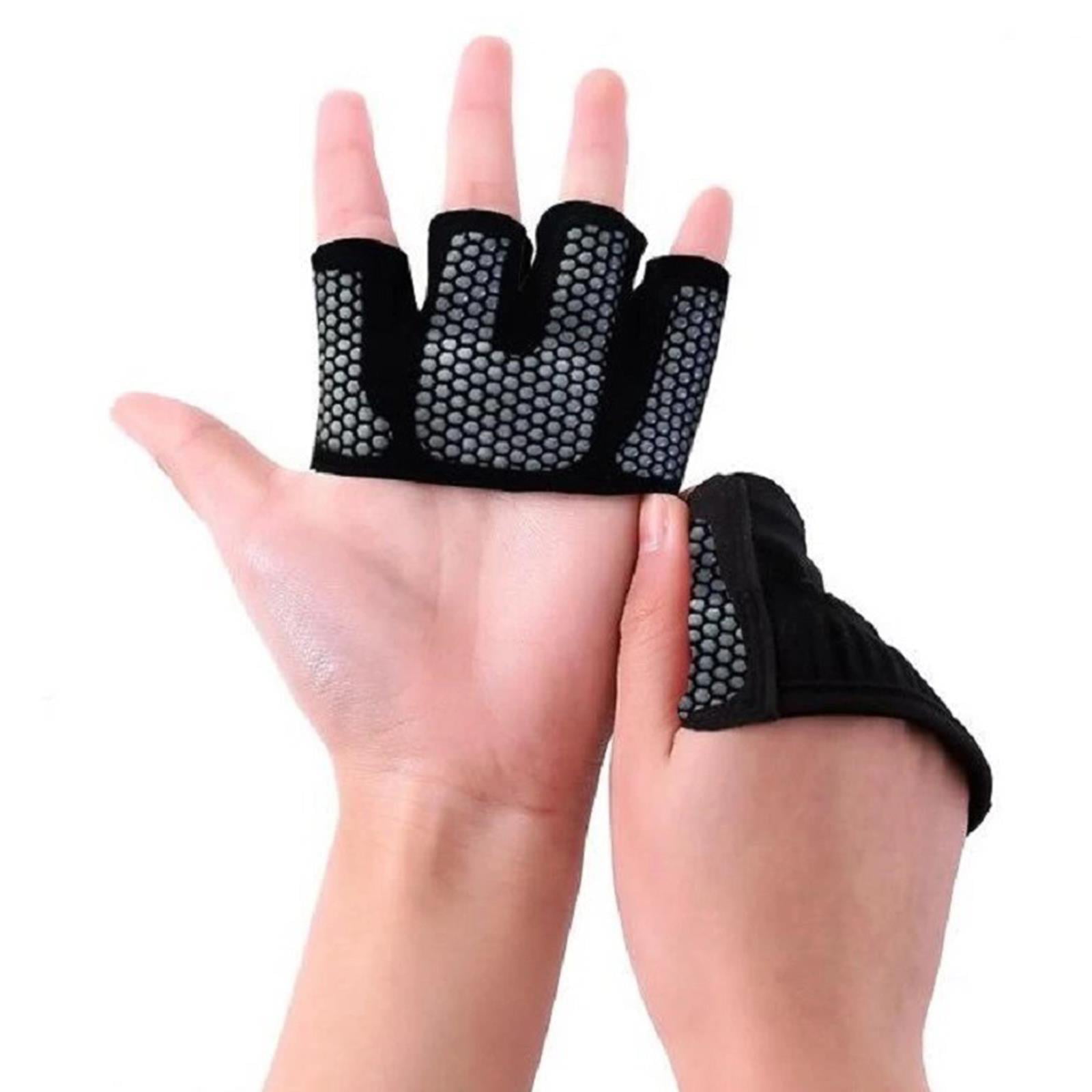 M/L/XL Pair of Black Four Finger Gloves for Motorcycle Yoga Strength Training 