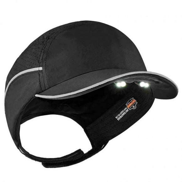 Skullerz 23368 Lightweight Bump Cap Hat with LED Lighting, Black - Short Brim