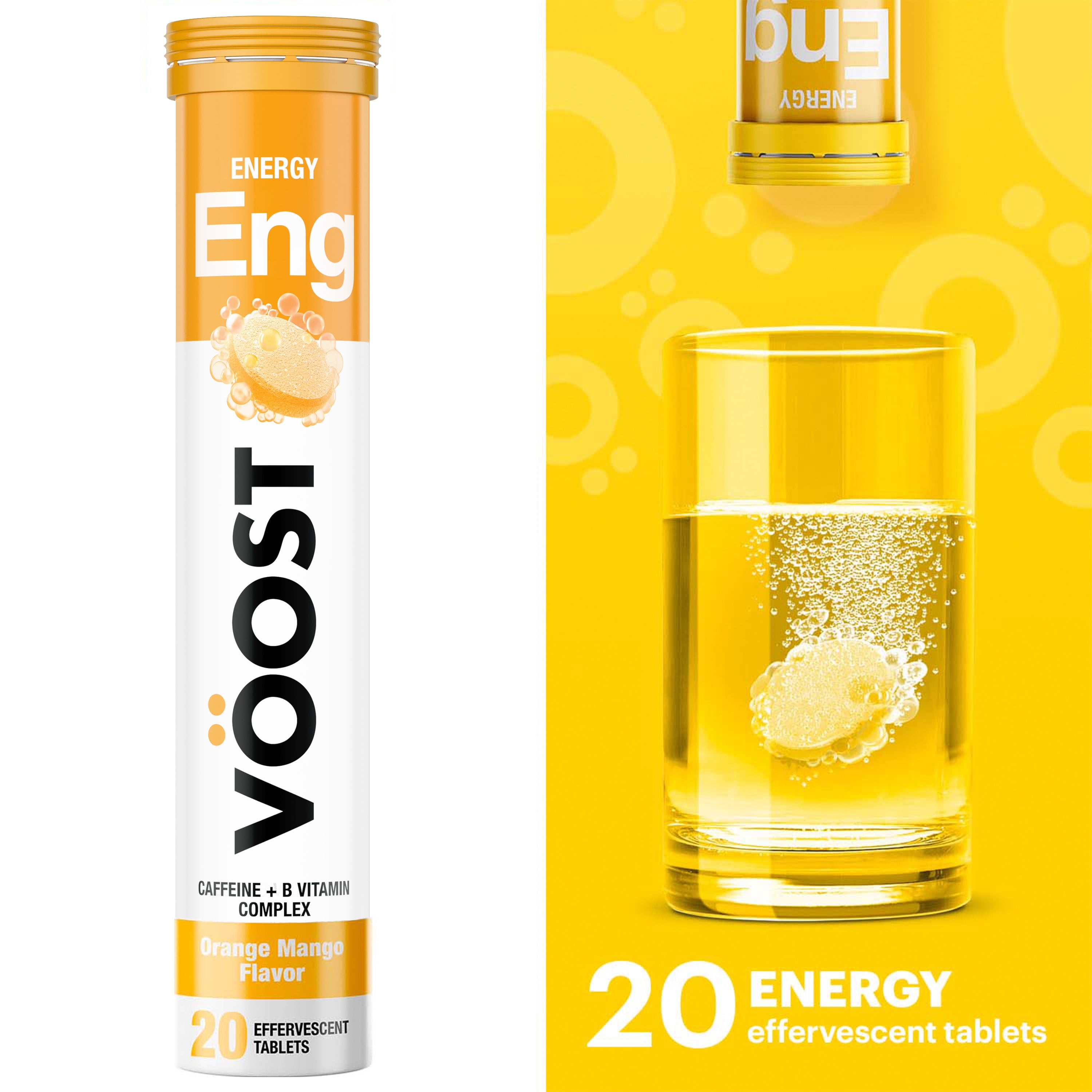 VOOST Energy Effervescent Vitamin Supplement Drink Tablet, with Caffeine, Orange Mango, 20 Ct