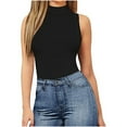thumbnail image 5 of QUYUON Womens Bodysuit Tops Women's Mock Turtle Neck Sleeveless Tank Tops Bodysuit Leotard Clothing Ladies Body Suits Thong Jumpsuit Fashion Rompers T Shirt Bodysuit Jumpsuit , Style 776 Black L, 5 of 6