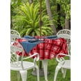 thumbnail image 3 of Outdoor Tablecloths with Umbrella Hole & Zipper, Red Plaid Round Tablecloth 54 Inch, Modern Art Checkered Farmhouse Waterproof Table Cloth, Patio/Pool/Picnic Table Covers, 3 of 8