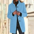 thumbnail image 3 of HTNBO Wool Coat for Women Plus Size Thicken Pea Coats Stand Collar Single Breasted Trench Coat Winter Jackets, 3 of 6