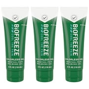 Biofreeze Menthol Pain Relieving Gel Colorless Gel 4 FL OZ Tube (Pack Of 3) For Pain Relief Associated With Sore Muscles, Arthritis, Simple Backaches, And Joint Pain (Packaging May Vary)