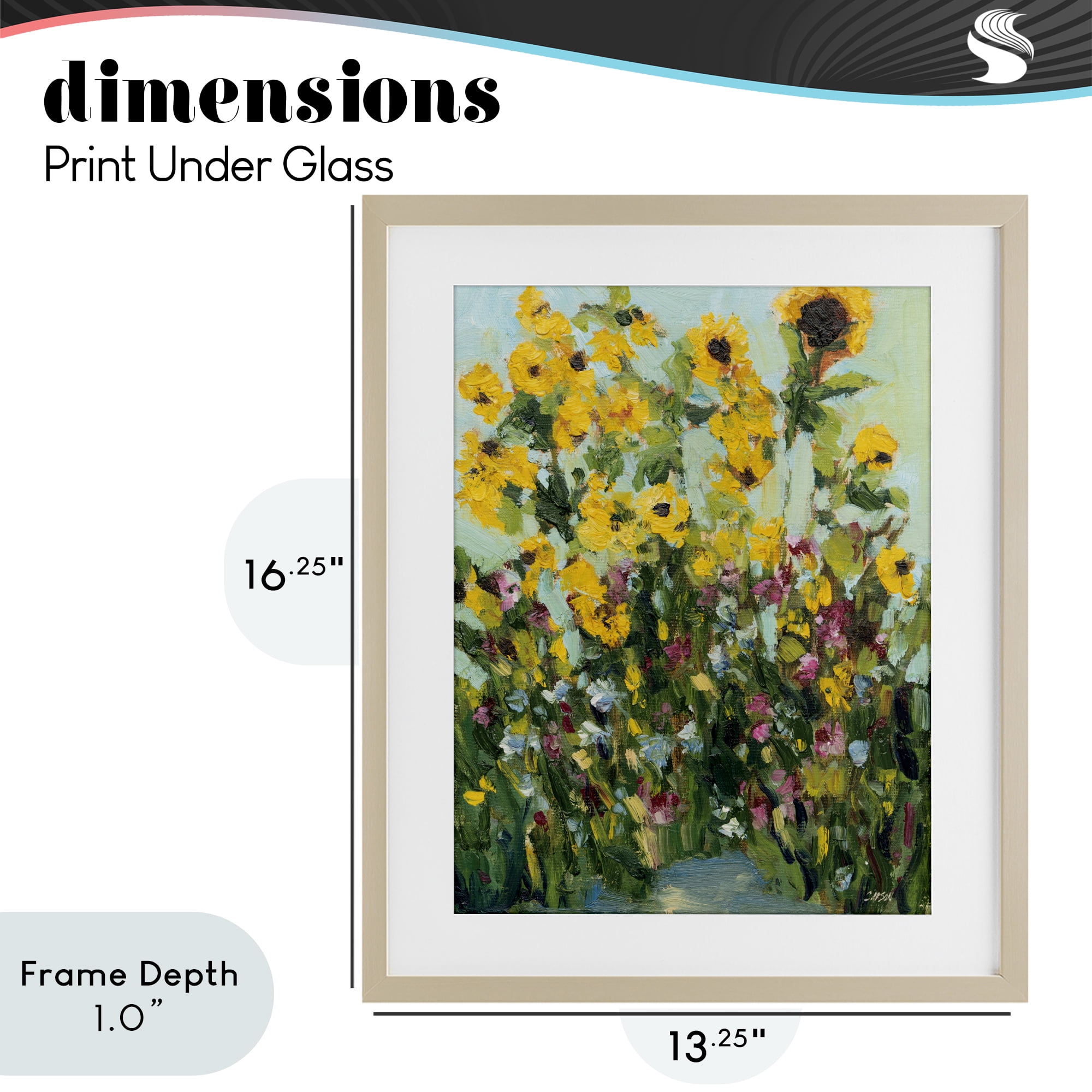 Stupell Industries Sunlit Sunflowers in Garden Birch Framed Print Under Glass, design by Carson Overstreet