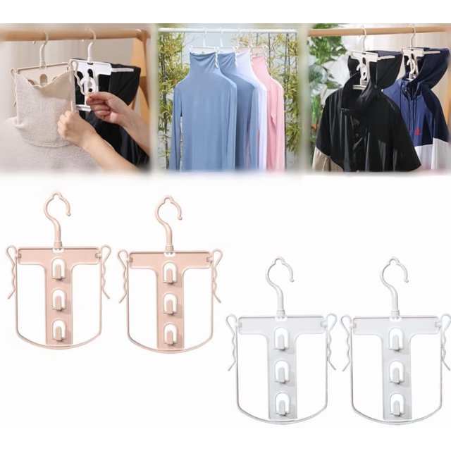 HUGFEGWE 4Pcs Foldable Hooded Coat Rack,Hooded Sweater Multifunctional Magic Hanger,Hat Clip Design 360° Rotatable Hanger Hooks for High-Collared Clothes and Hooded Clothes. CJB91-121172