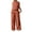 Orange, variant on Women 2 Piece Cotton Linen Sets Outfits for Women Solid Color Crewneck Sleeveless Tops Loose Fit Pants Suit with Pocket