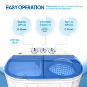 ROVSUN 11LBS Portable Washing Machine, Electric Mini Twin Tub Washer with Spin Dryer, Washer(7LBS) and Spinner(4LBS),