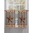 thumbnail image 5 of Western Texas Star Vintage Bathroom Window Curtain, Rustic Wreath Wood Black Plaid Light Filtering Coffee Kitchen Curtains, Bedroom Living Room Curtains 2 Panel 84"x45", 5 of 6