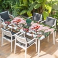 thumbnail image 2 of Pink Christmas Table Cloths for 5 Foot Rectangle Tables, Gnomes Xmas Tree Snowflake Gifts Patio Waterproof Elastic Fitted Tablecloths, Washable Rectangular Table Cover for Camping, 2 of 8