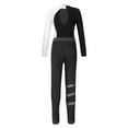 thumbnail image 4 of Alvivi Kids Girls Ice Skating Clothes Sets Long Sleeve Gymnastic Leotard with Tights Pants Outfits White&Black 12, 4 of 5