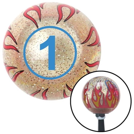American Shifter Blue Ball No. 1 Clear Flame Metal Flake Shift Knob with M16 x 1.5 Insert Shifter Auto Brody
