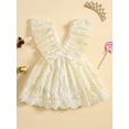 thumbnail image 2 of FEORJGP Toddler Baby Girls Romper Dress 6M 12M 18M 24M Infant Fly Sleeve Jumpsuit Tulle Dress V-neck Solid Lace Bodysuit Summer Cute Sweet Princess Clothes for Casual Daily, 2 of 9