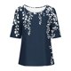 thumbnail image 5 of Tops de Lino para Mujeres Imprimir Suéter Cuello Redondo Manga Corta Superior Poliéster, Blusa de Moda Casual para la Primavera Y el Verano, 5 of 5