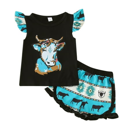 

ASEIDFNSA Baby Girl Clothes Summer Outfits Set Ruffle Matching Clothes for Family Of 4 Toddler Girls Summer Calf Print Tops Shorts 2Pcs Outfits Children S Dress Blue Pink