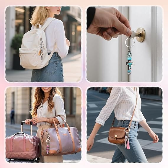 116PCS Beadable Keychain Kit with Jesus Cross Silicone Beads, Christian DIY Keychain Making Kit with Beadable Keychain Bars, Tassels & Clasps, Faith Craft Supplies for Church Groups, Women & Teens