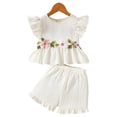thumbnail image 5 of Toddler Girls Summer Outfit Sleeveless Ruffle Top and Elastic Shorts Set Kids Short Set for 1-8 Years 7-8Years White, 5 of 8