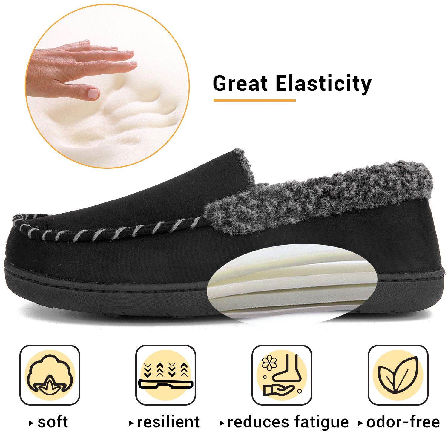 Vonmay Men's Moccasin Slippers with Memory Foam photo 2