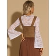 thumbnail image 3 of Renaissance Corset for Women's Faux Suede Vintage Sleeveless Lace Up Waistcoat Vests L Brown, 3 of 6