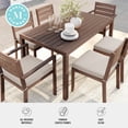 thumbnail image 5 of Martha Stewart Indoor-Outdoor Patio Set with 60" Table and 6 Dining Chairs with Brown Brushed Woodgrain Aluminum Finish and Cream All-Weather Seat Cushions, 5 of 12