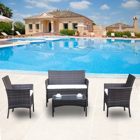 Wicker Patio Sets On Clearance 4 Piece Outdoor Conversation Set