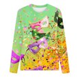 thumbnail image 4 of TrendVibe365 Mardi Gras Women Long Sleeve Tops Plus Size Plus Size Round Neck Polyester Casual Mask Printed Mardi Gras Celebrations Blouse Tops for Mardi Gras Event Purple 3XL, 4 of 4
