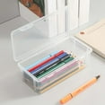 thumbnail image 6 of Extra Large Clear Stackable Plastic Pencil Box - Translucent Stationery Organizer for Gel Pens Crayons Markers Erasers, Art Supply Storage Box for Home Office Drawing & Craft Use, 8*4*2in, Clear, 6 of 7