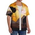 thumbnail image 2 of Honeii Giraffes Of The African Savannah for Men's Short-Sleeved Button-Up Collared Shirt Featuring A Pocket, Perfect for Beach Vacations, And Travel Adventures.-4X-Large, 2 of 5