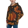 thumbnail image 2 of Salouo Autumn Pumpkin Leaves Pattern Hoodie Sweatshirt for Youth, Fall Pullover Hoodie Sweatshirt Long-Sleeve Pullover Hooded Sweatshirt-Large, 2 of 6