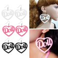thumbnail image 4 of WINDLAND Glitter Pink Doll Letter Stud Earring Ear Hoop Chic Jewelry Lightweight Earring, 4 of 21