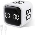 thumbnail image 1 of Cube Time Timer, Pomodoro Rotating Timer, 5/10/30/60 Minutes and Digital Timer, Kids Learning Timer with Vibration, Adjustable Sound Timer for Kitchen, White, 1 of 4