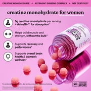 Lemme Creatine Gummies for Strength & Recovery, 5g Creatine Monohydrate, Astragin, Sour Strawberry, 60 Count