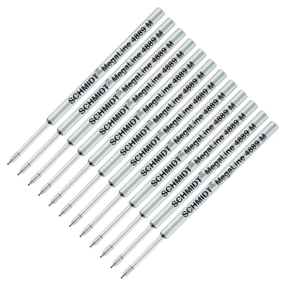 12 Pack - Schmidt MegaLine 4889 Pressurized Refill - Black Ink, Medium Tip