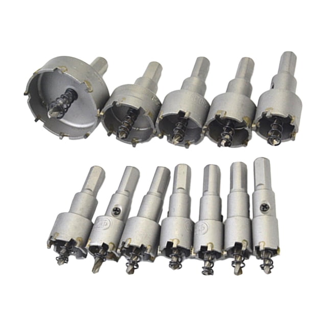 Juego de sierras de broca para agujeros de 12 piezas, abridor de agujeros, juego de es de agujeros de metal de 15-50 mm con punta de carburo DYNWAVEMX Abridor de agujeros