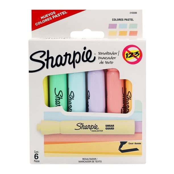 Resaltador Sharpie Tank Varios Colores Pasteles 6 Piezas