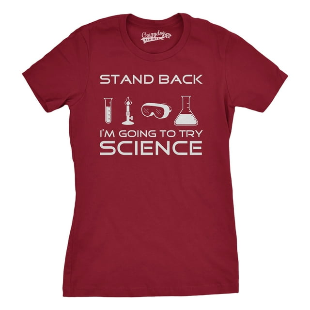 Womens Stand Back Science Funny Shirts Cool Humorous Nerdy T shirts for Geeks (Red) - XXL