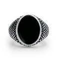 thumbnail image 2 of ‎555Jewelry Stainless Steel Signet Rings for Men, Scales Signet Ring for Men, Antique Style Ring for ‎Men, Retro Vintage Ethnic Celtic Seal Oval Black Onyx Ring for Men, Silver, Size 12, 2 of 4