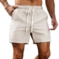 thumbnail image 2 of Favoffer Men's Linen Casual Shorts Striped Pocket Lace Up Elastic Waist Thin Loose Summer Active Short Pants for Beach Lounging Walking Outdoor, 2 of 9