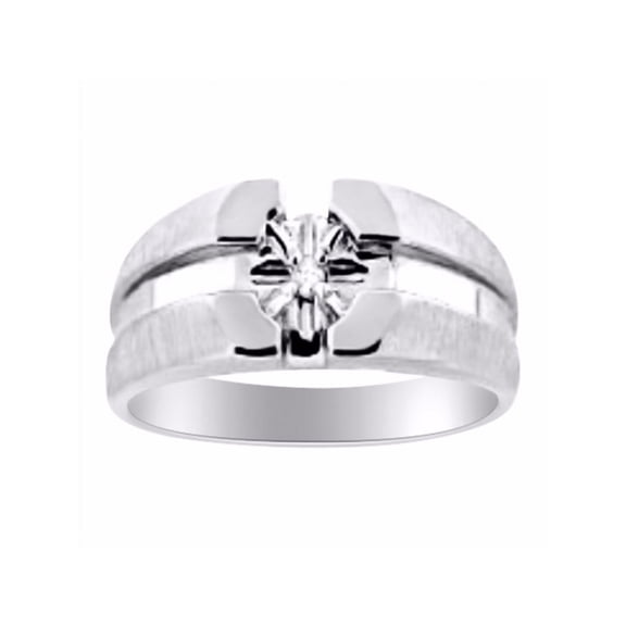 RYLOS Mens Ring with Genuine Sparkling White Diamonds Set in Sterling Silver .925 - Designer Style
