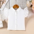thumbnail image 6 of IFNWSV Girls 2 Piece Outfits Set Toddler Solid Color Lapel Lace Flutter Sleeve Top Casual with Irregular Skirt Pants Pink 1-2 Years, 6 of 6